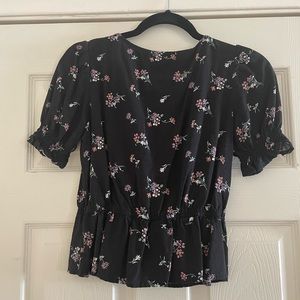 Black floral crop top with cute button design size small